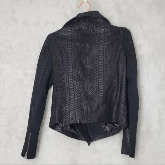 Generation Love Black Leather Reptile Textured Moto Jacket Small - Picture 2 of 11